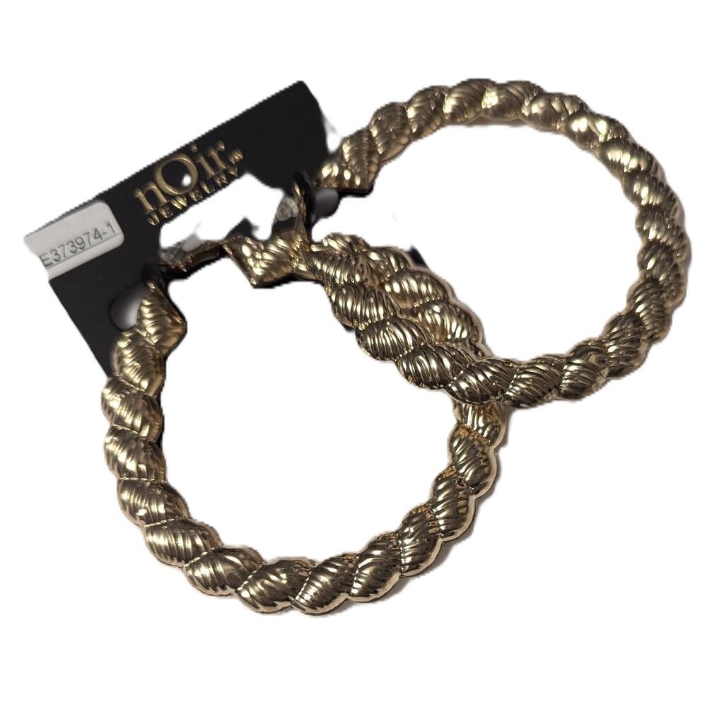 nOir Gold Tone Classic Twist Hoop Earrings - Picture 4 of 6